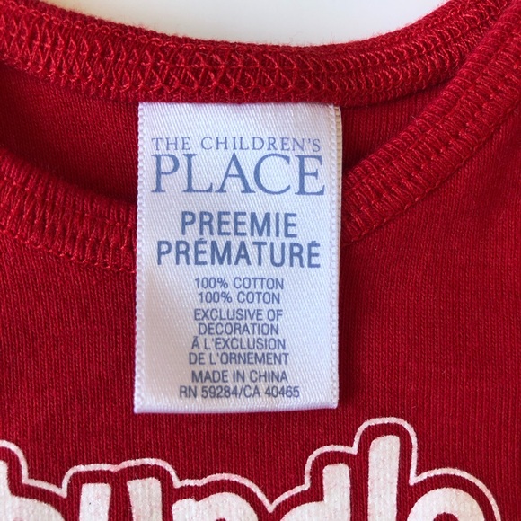 Preemie Baby One-Piece Set Red and White Onesies - Picture 3 of 12